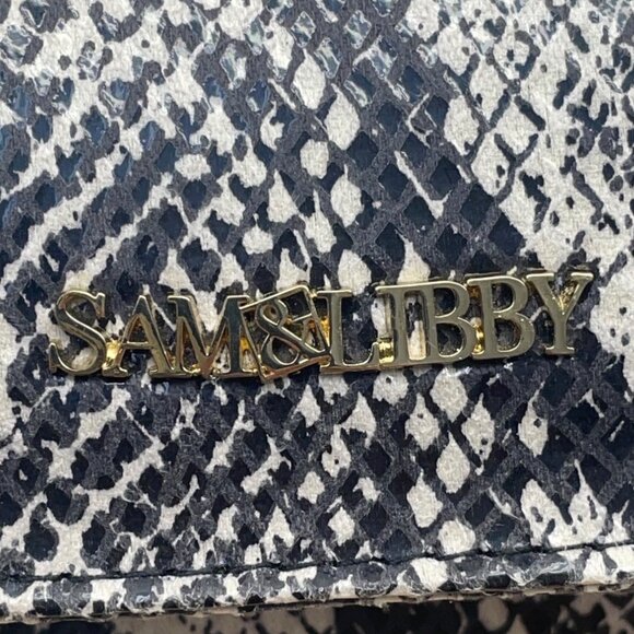 Sam & Libby Sand Snake Print  With Gold Chain Strap & Metal Accent Crossbody Bag - Picture 6 of 13